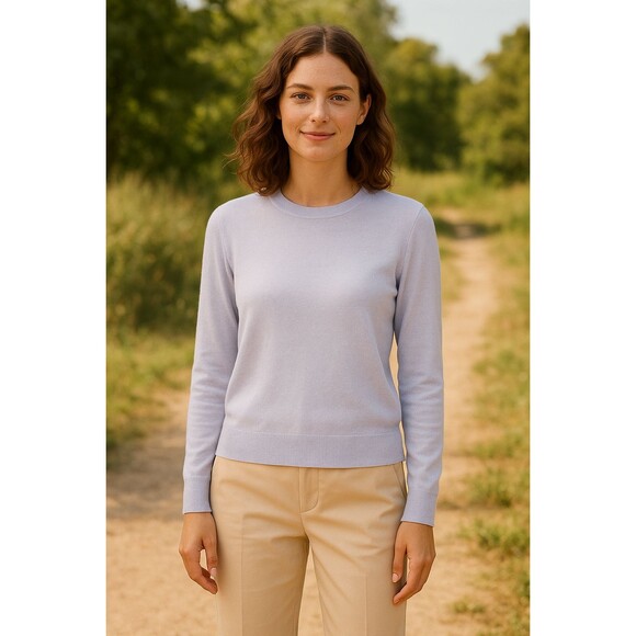 LULULEMON Silk-Blend Crewneck Sweater 6 Pastel Blue Long Slv Lightweight EUC B3 - Picture 7 of 7